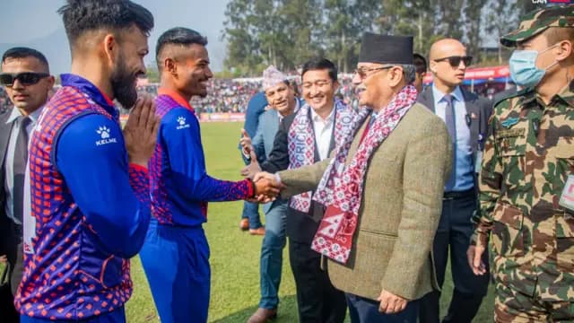 Prime Minister Dahal announces Rs 300,000 reward each for Men's cricketers
