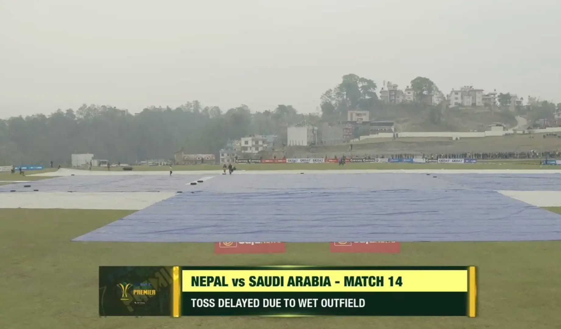 Wet outfield at the Mulpani Ground