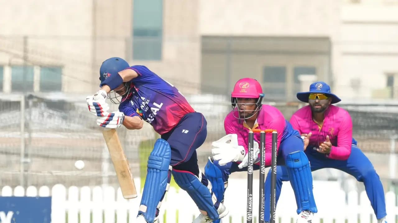 Bhim Sharki bat against UAE.